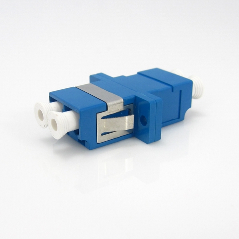 LC SM DUPLEX Adapter with Flange Blue