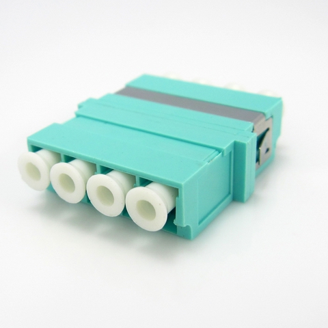 LC OM3 Quad Adapter with Flange Aqua