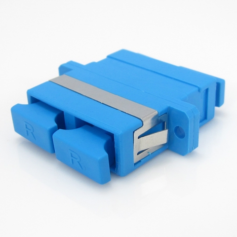 SC SM DUPLEX Adapter with Flange Blue