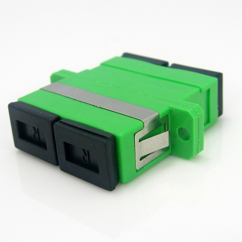 SC/APC SM DUPLEX Adapter with Flange Green